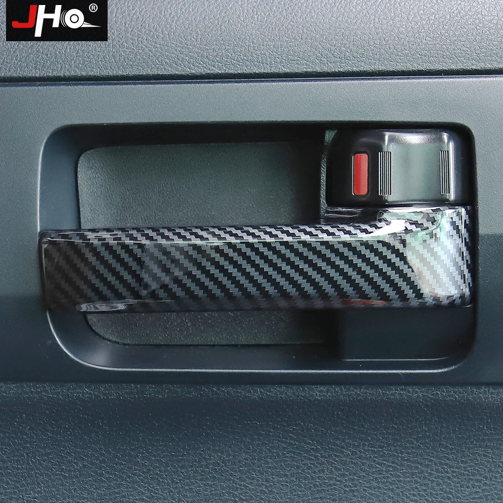 JHO ABS Carbon Grain Inner Door Handle Overlay Cover Trim For Toyota Tundra 2014 -2020 15 16 2017 18 19 Crew Cab Car Accessories