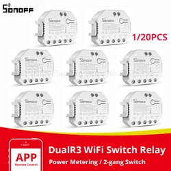 SONOFF DualR3 Wifi Smart Switch Module MINI DIY Two Way Control Power Monitor 2 Gang Relay Voice Works with Alexa Google Home