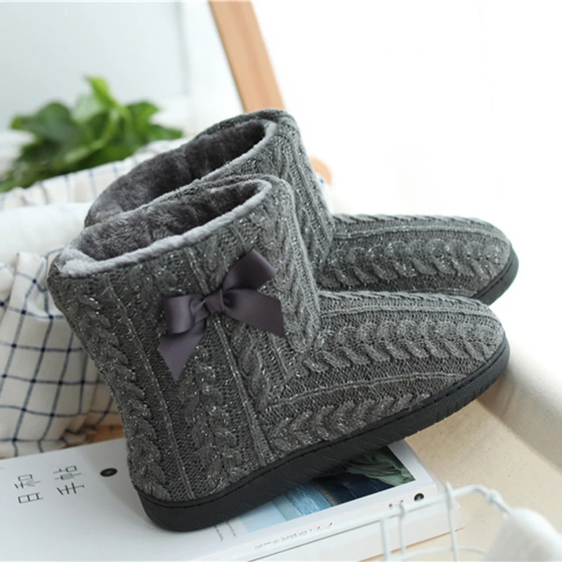 Women Winter Warm Ankle Boots Indoor Plush Slipper Boots Cozy Home Shoes