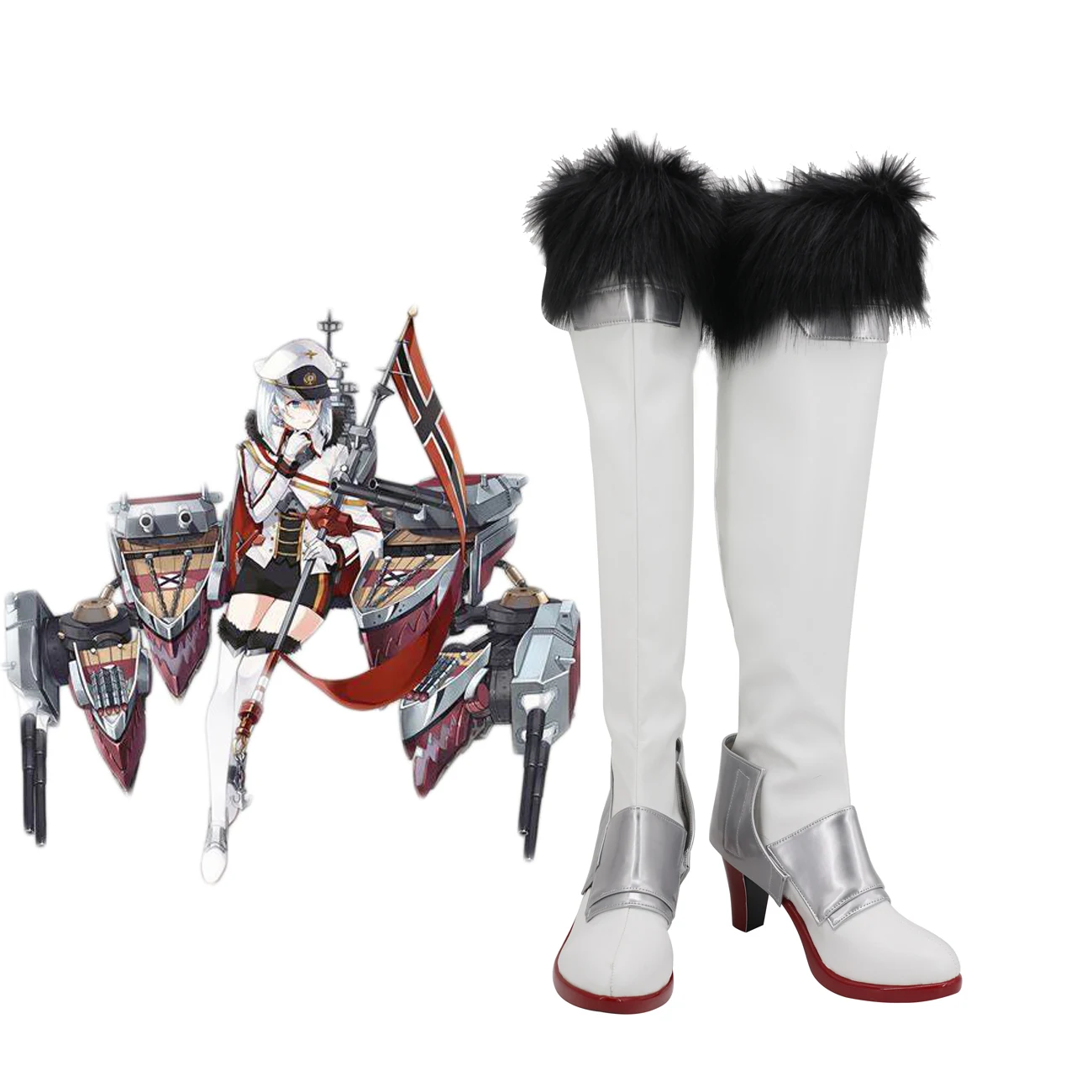 

Tirpitz Shoes Cosplay Azur Lane Tirpitz Cosplay Boots Customized Leather Shoes Any Size