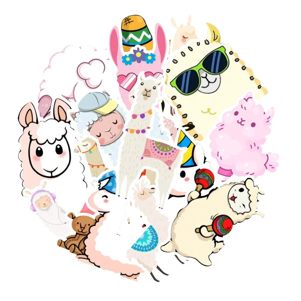 

50PCS Lovely Cartoon Llama Alpaca Cute Sticker Kawaii Camel Sheep Animal For DIY Skateboard Snowboard Luggage Decals Sticker F5