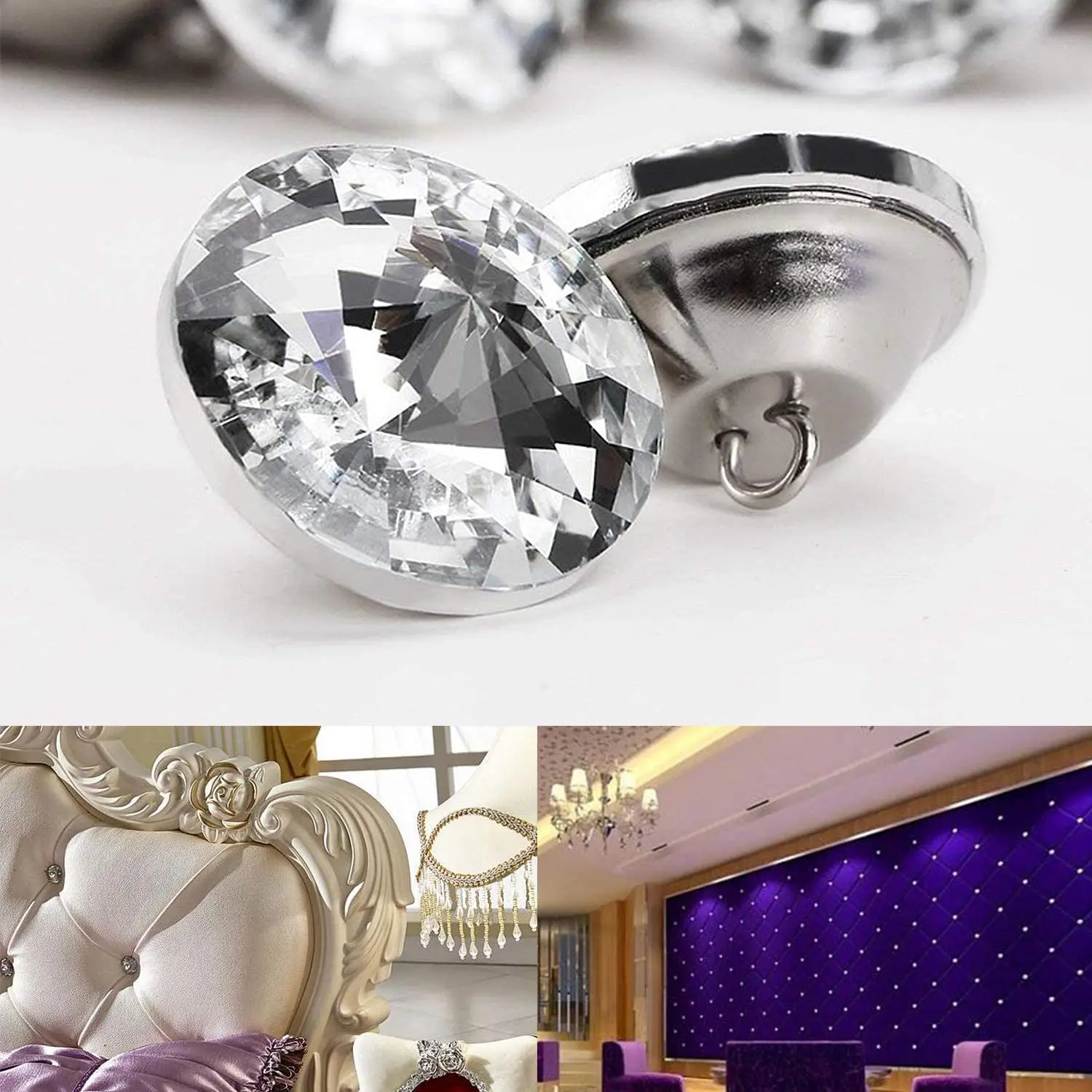 25mm 30mm 50 Stück 36 Ansichten Redbud Strass Knopf Diamante/Diamant Polsterung Kopfteil Knöpfe Home Sofa Bett Wanddekoration – Detail 3