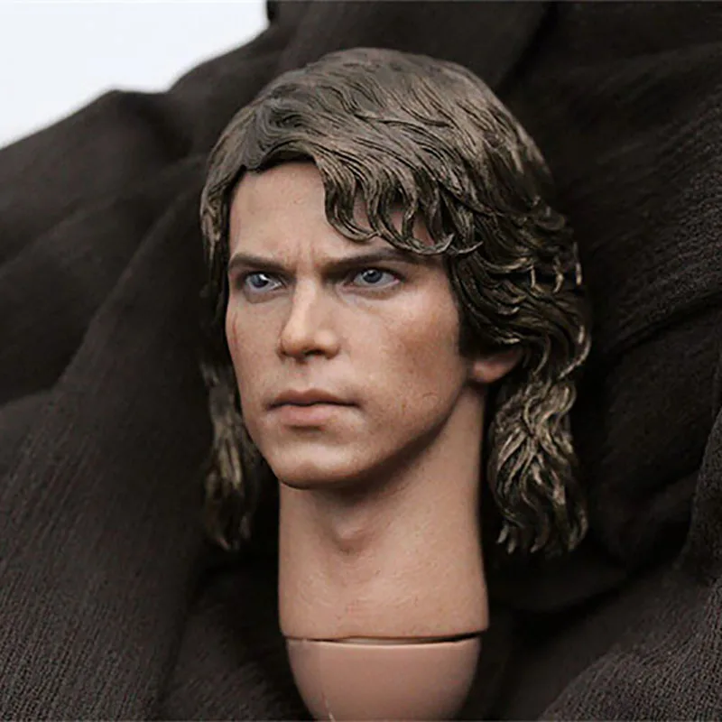 In Stock 1/6 Hayden Christensen Head Sculpt with Neck PVC Anakin Male Soldier Head Carving Fit 12'' Action Figure Body Dolls