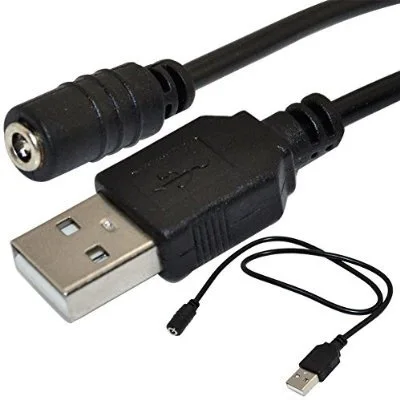 Pro USB A Male Plug to 1.35 x 3.5mm DC Power jack Female Barrel Cord Cable Black