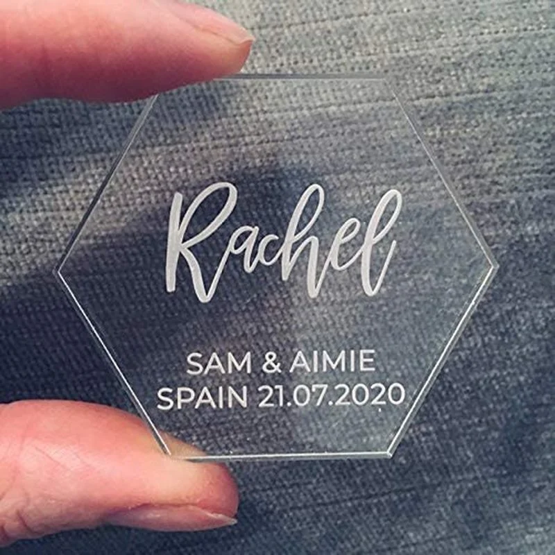 Acrylic Place Cards for Wedding Decoration Blank Acrylic Hexagon Escort Plates Name Cards for Seating Food Sign 80mm