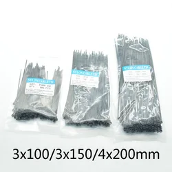 100 Pcs Nylon Cable Self-locking Plastic Wire Zip Ties Set 3*100/3*150/4*200 MRO & Industrial Supply Fasteners & Hardware Cable