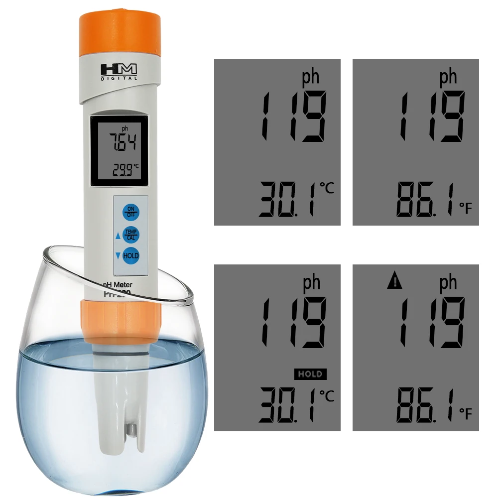 HM Digital PH-200 PH Meter COM-100  EC TDS Meter Temperature with Automatic Calibration Function pH Water Quality  Pen Tester