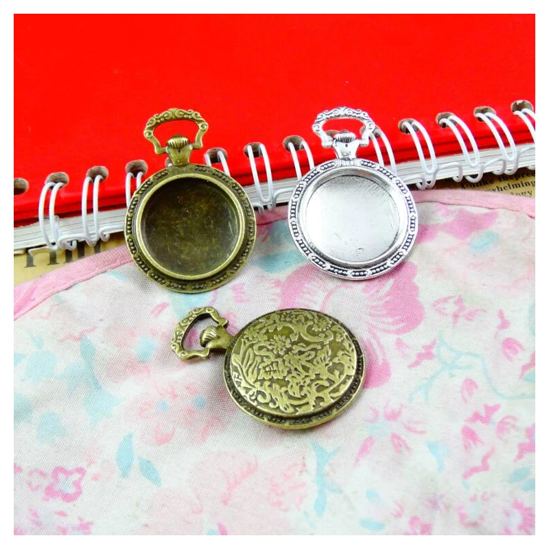 

10Pcs 20mm Inner Size 38.8*27MM Outer Size Vintage Antique Bronze Color Pocket Watch Cameo Base Setting