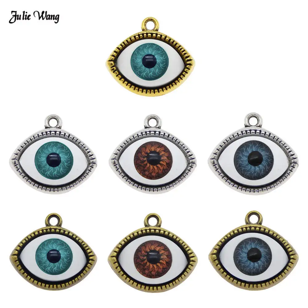 7pcs Demon Eyes 3D Evil Eye Pendant Alloy Charms For Women Necklace Bracelet Earrings Jewelry DIY Accessory