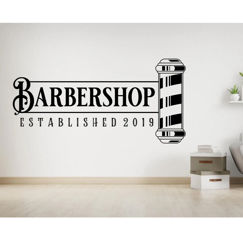 

Barber Shop Wall Decal Haircut Beauty Salon Sign Man Salon Interior Decoration Vinyl Wall Sticker Hairdressing Tools Mural E329