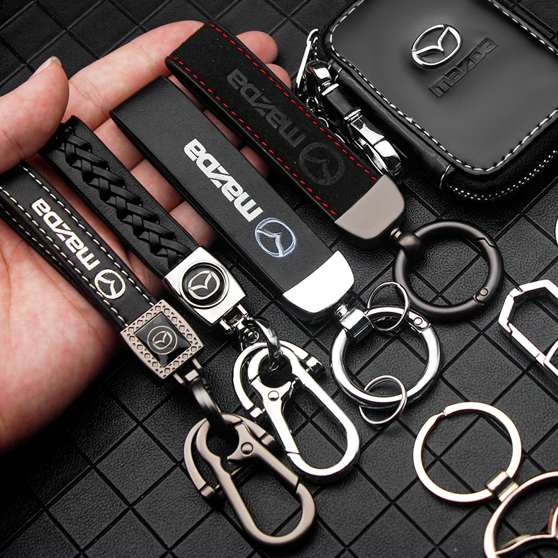 1pc Metal Alloy For Mazda Axela 2 3 MS CX30 CX3 CX5 Car Badge Keychain Luxury Keyring Pendant Gifts Leather Key Case Accessories