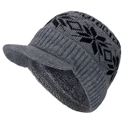 Gorros de algodón con ala de piel para hombre y mujer, gorros de lana de alta calidad, gorros de punto, gorros de invierno