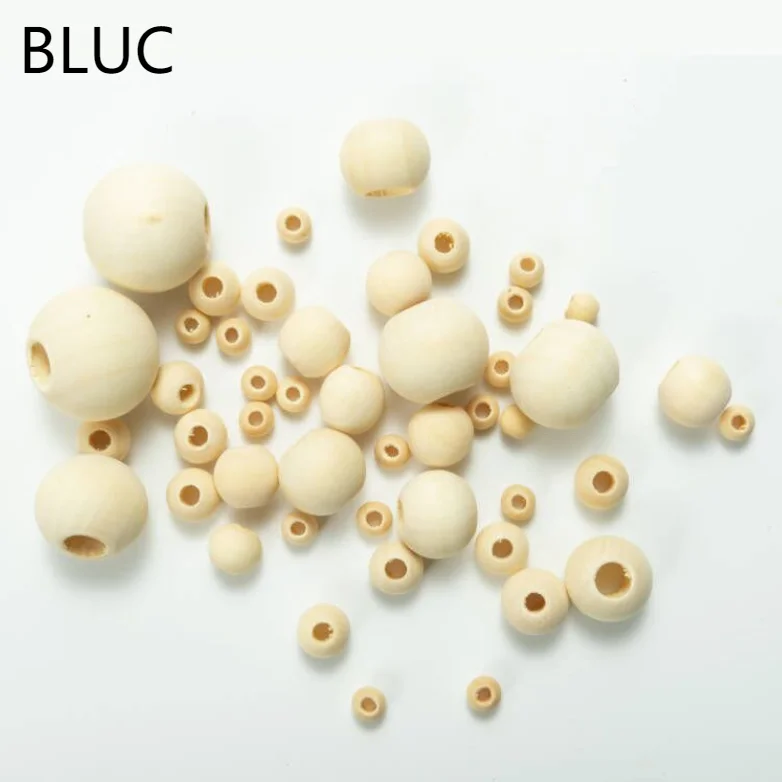 

New 1-100Pcs Natural Color Big Hole Round Wooden Beads DIY custom decoration Children's Toys Bracelet Accessories