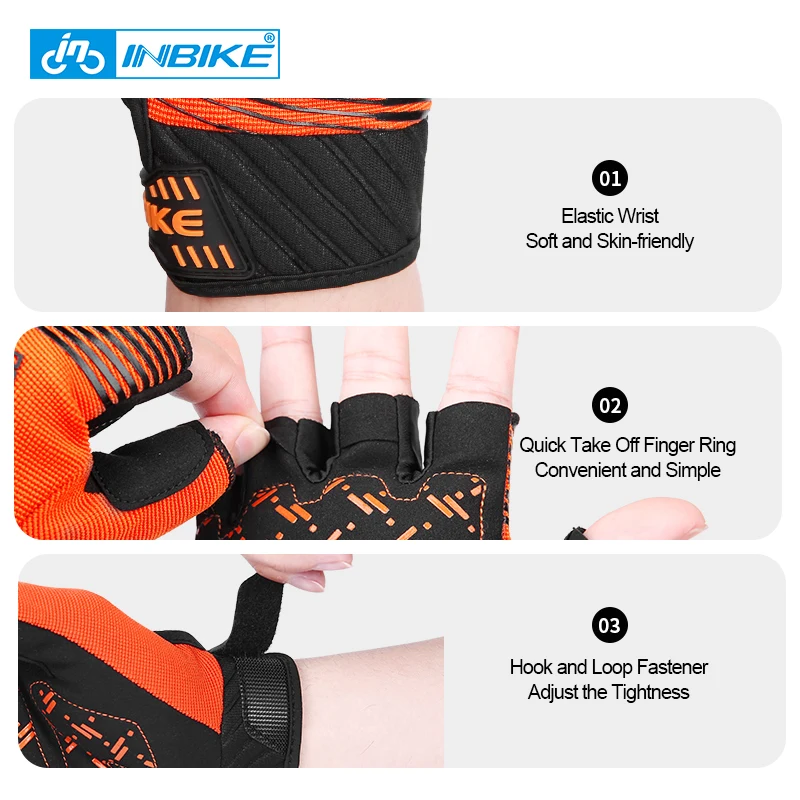 INBIKE Half Finger Cycling Gloves Summer Shockproof Mountain Road Gloves Bicycle MTB Bike Glove for Cycling Palm Pad Accessories