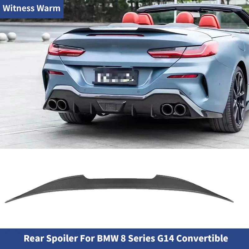 AC Style Car Rear Trunk Boot Lip Wing Lid Spoiler for BMW 8 Series G14 Convertible 2 Door 2018-2022 Forged Dry Carbon Fiber