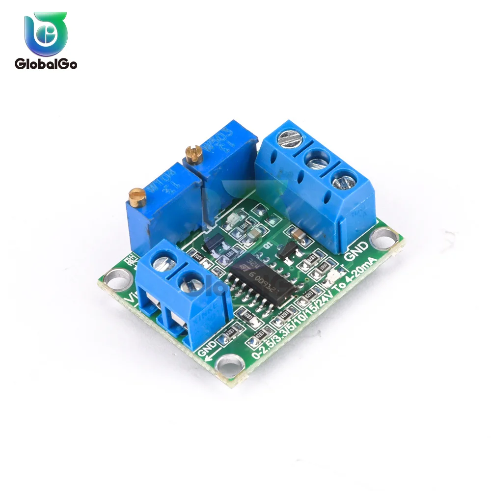 Voltage To Current Signal Converter Module 0-2.5V/3.3V/5V/10V/15V/24V to 4-20mA Adjustable Current Transmitter Module