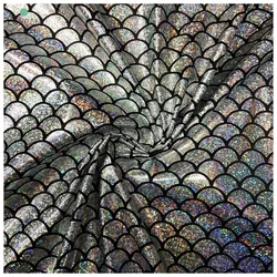 150*50cm Sparkly Scale Mermaid Laser Stretch Fabric for Skirt Swimwear Stage Cosplay Costume Dress Sewing Fabric