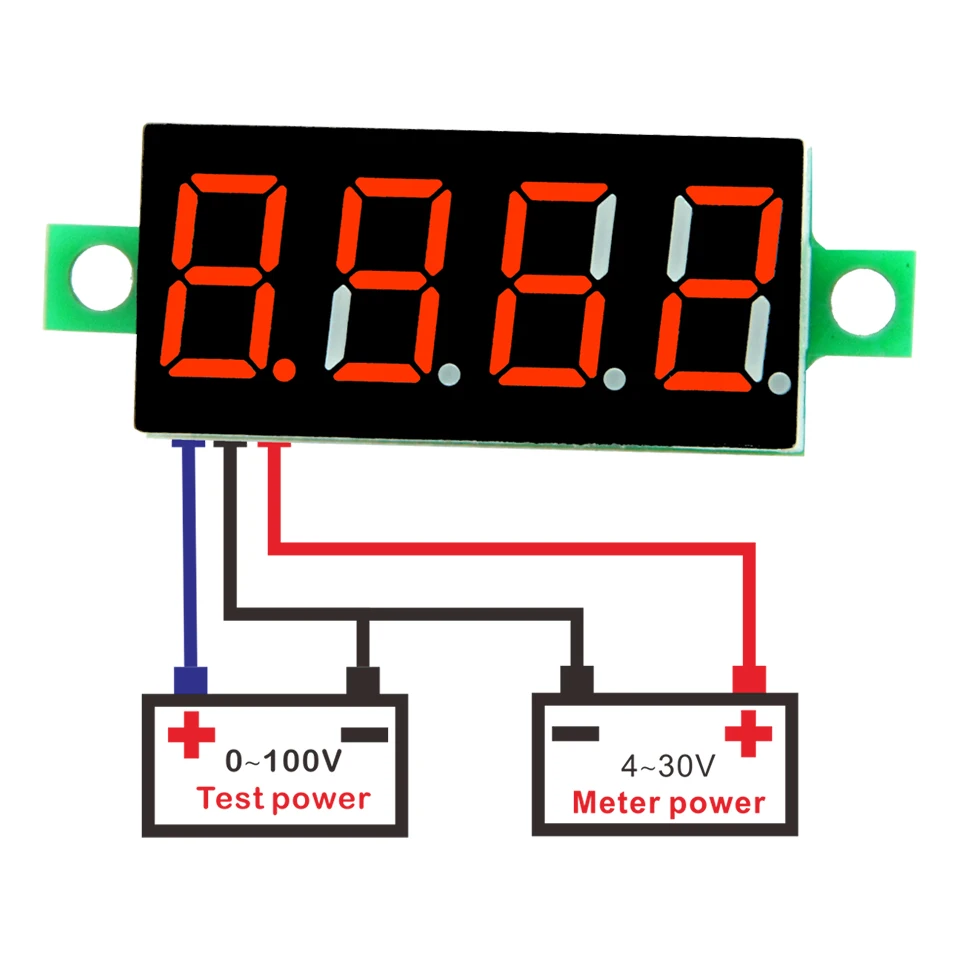 4 Bit 0.36 inch Mini Digital Voltmeter 0-100V DC Volt Voltage Meter LED Panel Electric Voltage Tester Gauge 3 Wires 12V 24V 48V