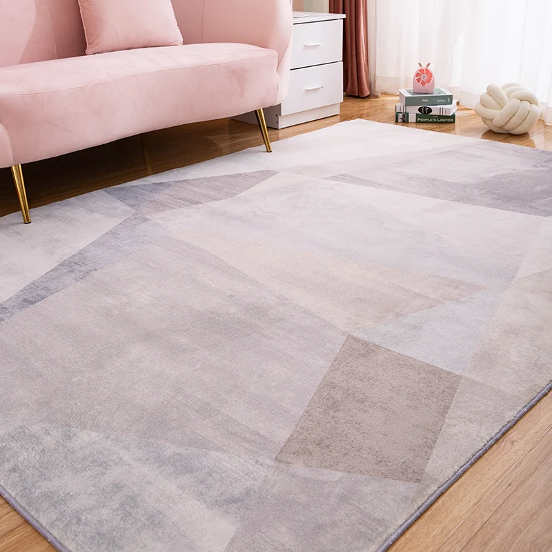 

Home Living Room Carpet Nordic Geometric Bedroom Rugs Modern Simple Decor Non-slip Bedside Mat Nordic Style Large Carpet