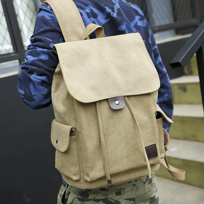 Neue Hohe Qualität Leinwand Männer Rucksack Große Schulter Schule Tasche Rucksack Für Jungen Reise Mode Camping Taschen Mode Einfache Taschen – Detail 5