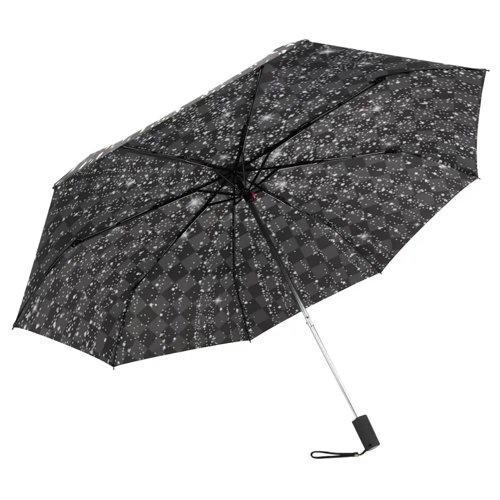 Falling Shiny Particles with Stars Pattern Umbrellas Men Rain Woman Windproof Umbrella Three Folding Non-automatic Umbrella