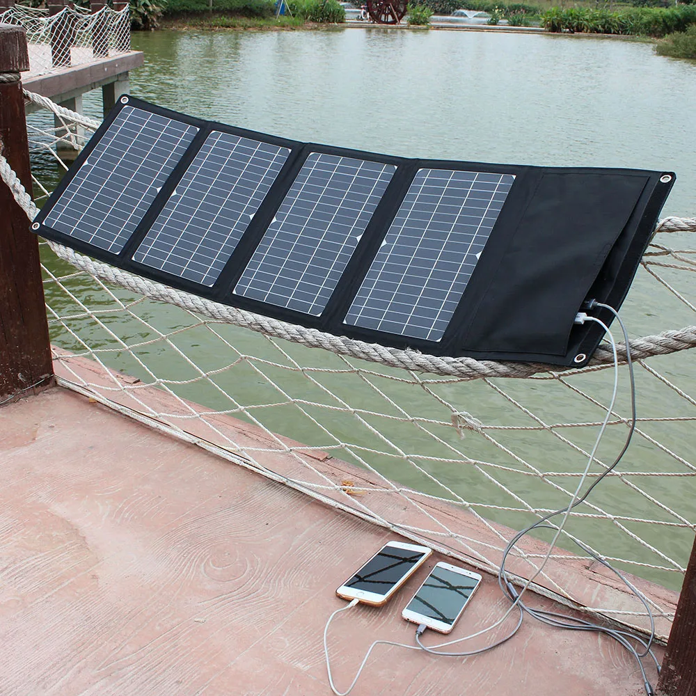 Pannello solare pieghevole 12v 18v monocristallino doppio usb portatile pieghevole pannelli solari caricabatterie per batteria del telefono