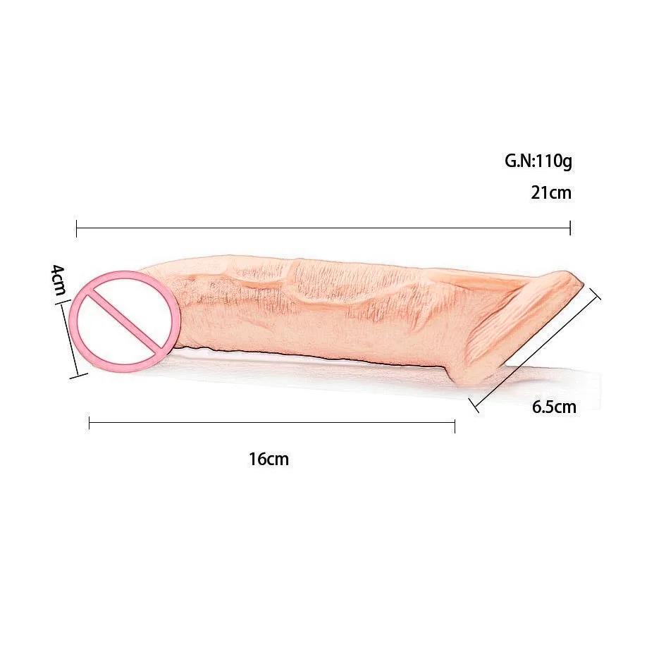 Reusable Penis Seelve Extender Cock Enlargement Delaying Ejaculation Realistic Dick Sleeve Girth Enhancer Sex Toys For Men