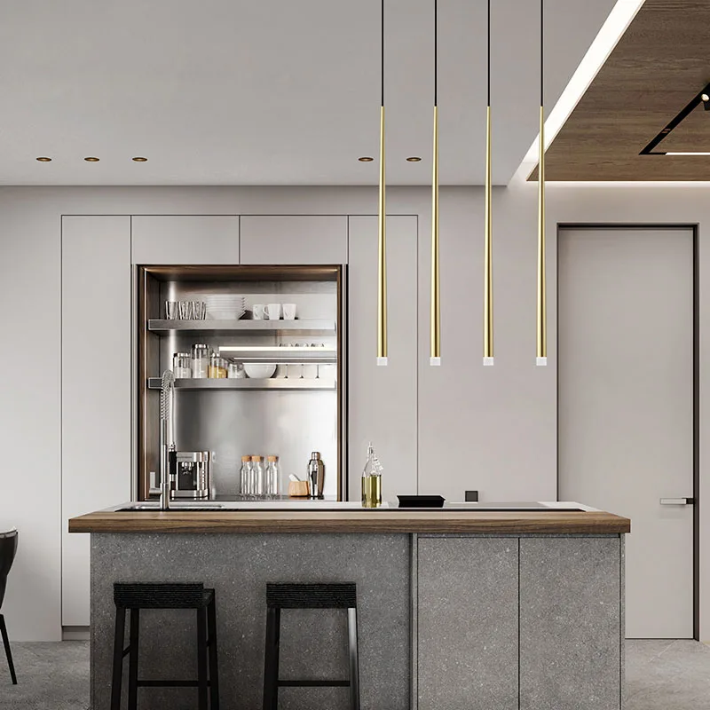 Modern LED Pendant Light Long Tube Pendant lamp Bar Kitchen Suspension lighting office meeting dinning room hotel villa light