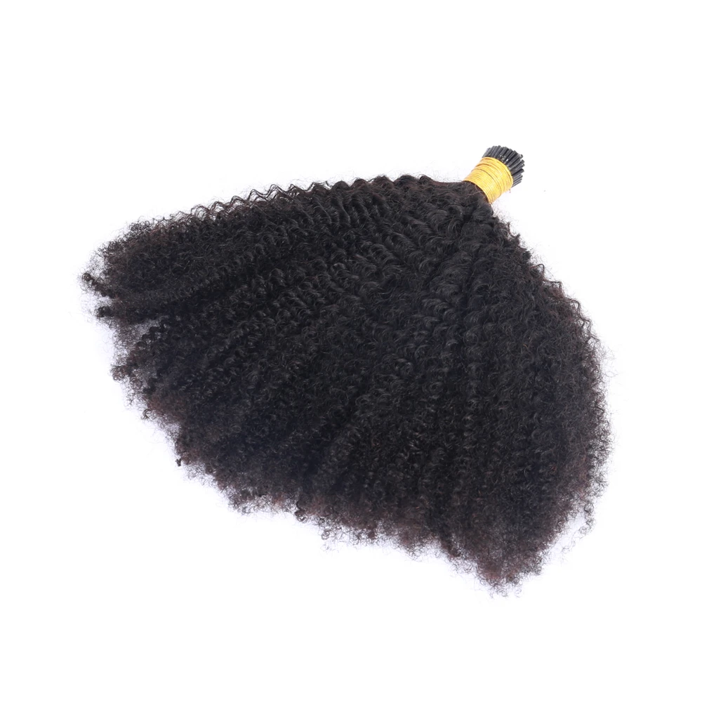 Brazilian Afro Kinky Curly I Tip Microlinks Human Hair Extensions For Black Women Virgin Hair Bulk Natural Black Color