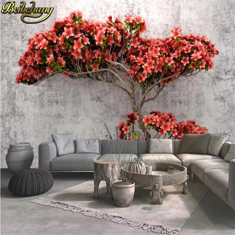 

beibehang Mural Wallpaper Printing Abstract Bedroom Living Room Backdrop Azalea flowers Photo Wallpapers decoracion habitacion