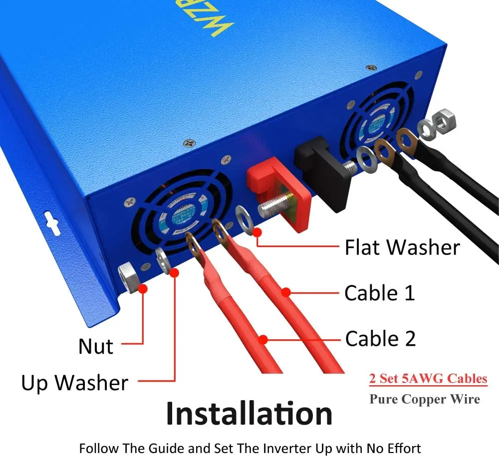 2500W Pure Sine Wave Power Inverter 12V to 220V Solar Inverter Power Supply Converter 24V/36V/48V DC to 100V/120V/230V/240V AC