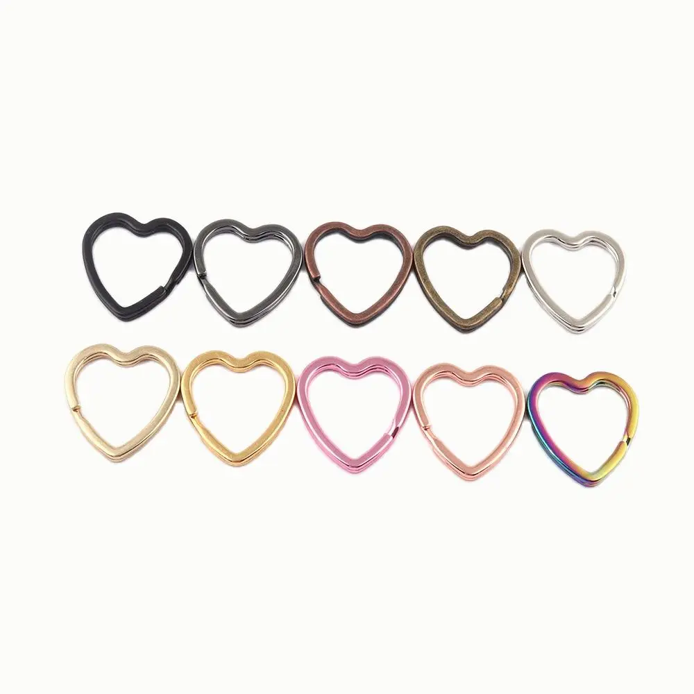 Rainbow Heart Split Key Supplies Jewelry Charm Jump Ring Purse Pendant Metal Connectors DIY Leather Craft Clasps