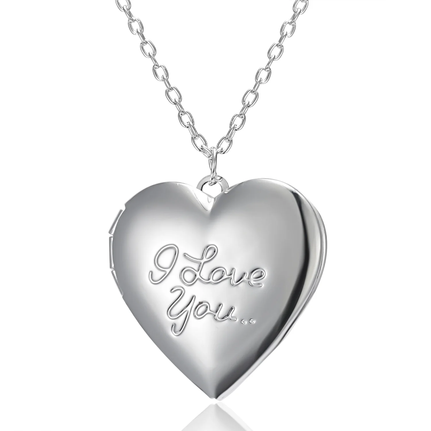 Romantic Cute Heart Photo Frame Pendant Necklace Love Heart Charm Openable Locket Necklaces Women Men Fashion Memorial Jewelry