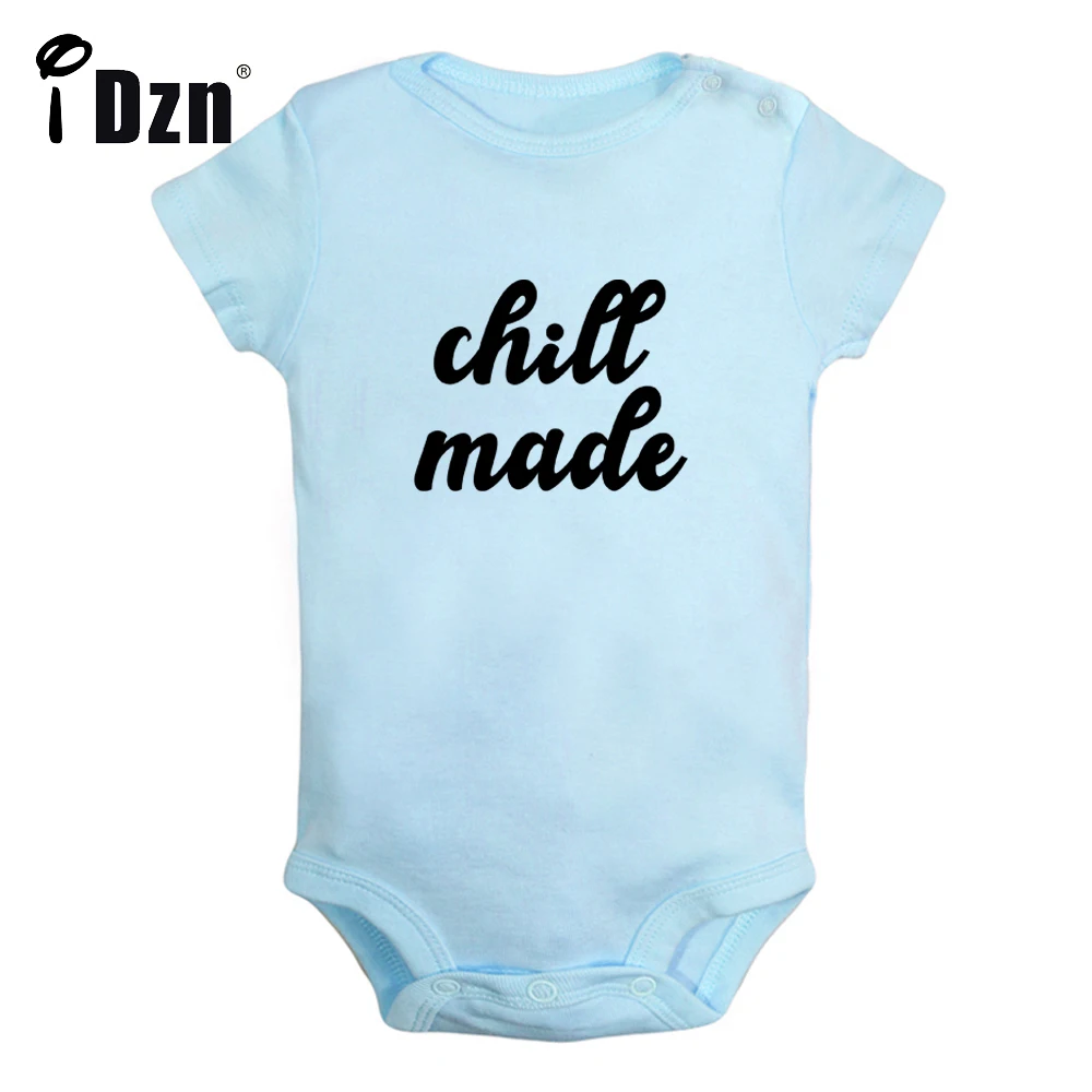 iDzn Summer Chill Made Cute Baby Bodysuit Funny Printed Clothing Baby Boys Cotton Rompers Baby Girls Short Sleeves Jumpsuit