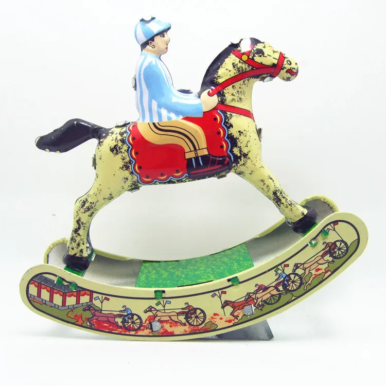 1PCS Rocking Horse Tin Nostalgia Collection of Toys Wind Up Toys for Children