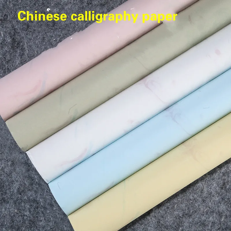 10 Sheets Retro Batik Half-Ripe Rice Paper Brush Writing Calligraphy Painting Creation Paper for Feet Art Painting Xuan Paper