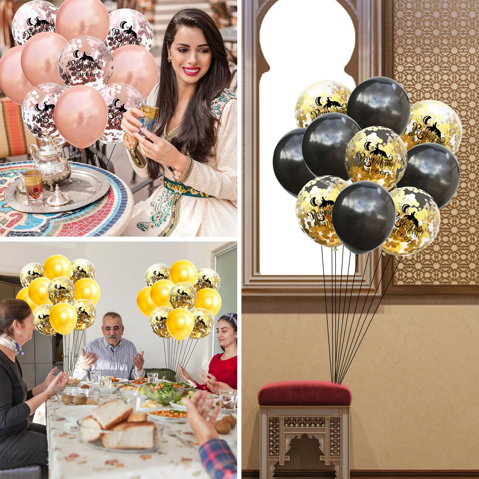 10 stücke Ramadan Kareem Eid Mubarak Latex Ballon Set Ramadan Party Dekorationen Liefert Mit Konfetti Pailletten Drop Schiff Großhandel