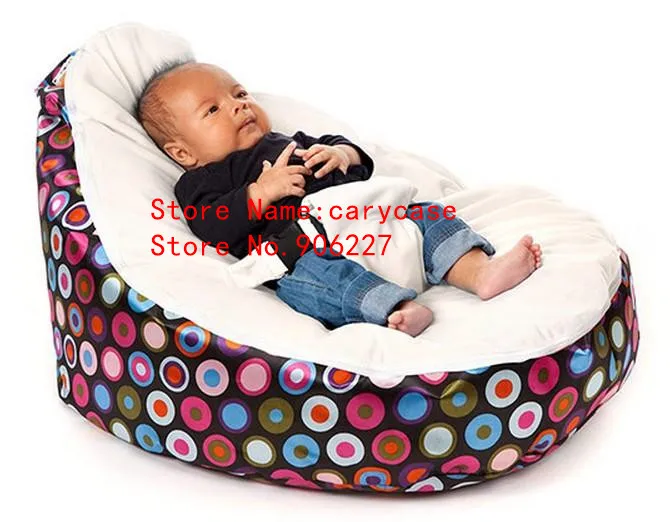 

satin balls pattern with cream and orange belt seat Baby Bean Bag / bean bag for kids/ baby bean bag chair