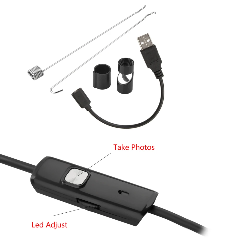 5.5MM Lens 1M/1.5M/2M soft Cable Android USB Endoscope Camera Led Light Borescopes Camera For PC Android Phone