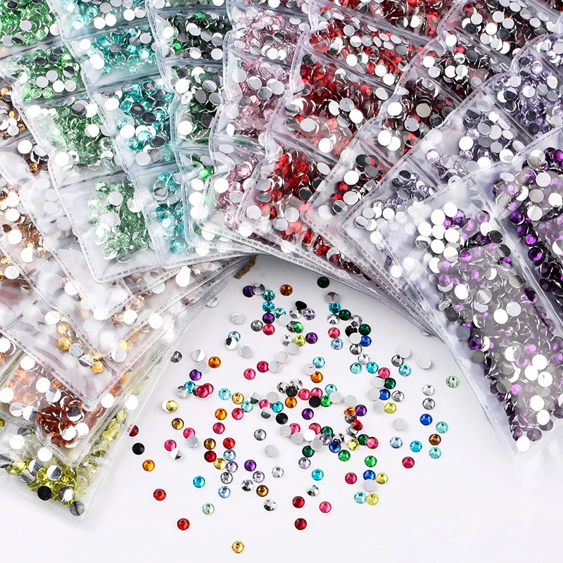 Mix Multi-size 3-5mm 2000pcs/bag Resin Rhinestones Colorful Non Hotfix Flatback Nail Rhinestoens For Clothes 3D Art Decoration