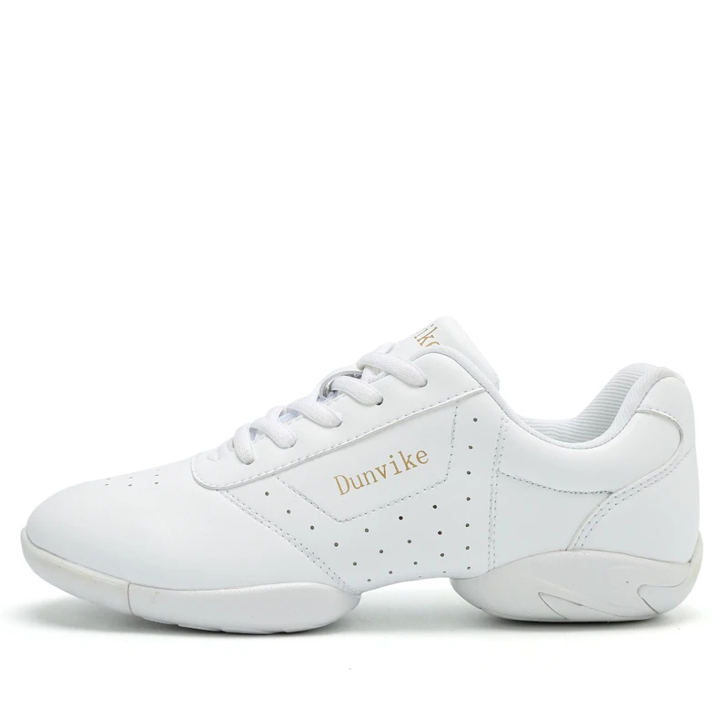 Women's White Cheerleading Shoes, Professional Breathable Dance Sneakers for Girls, Lightweight Aerobics Training Footwear 612
