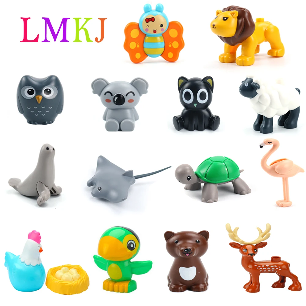 Big Block Animals DIY Size Building Bricks Toy Cute Butterfly Dolphin Kawaii Koala Creative Parts Assembly Kids Educational Toys