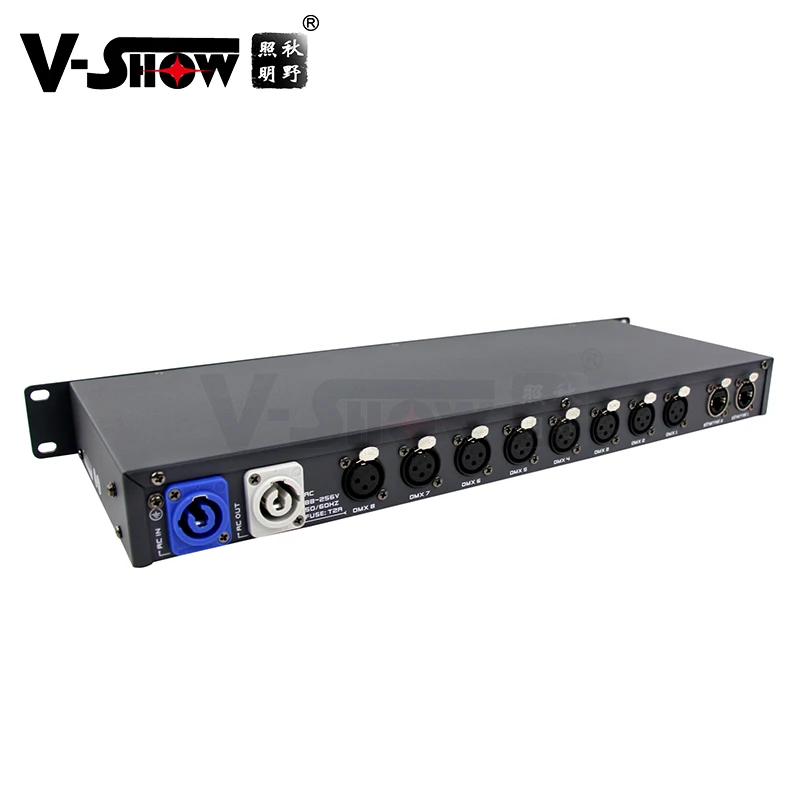 V-show 1pc Artnet Dmx Converter And DMX Amplifier With RDM sACN 8 Port Artnet Lighting Controller output 8x512 4096 Channels