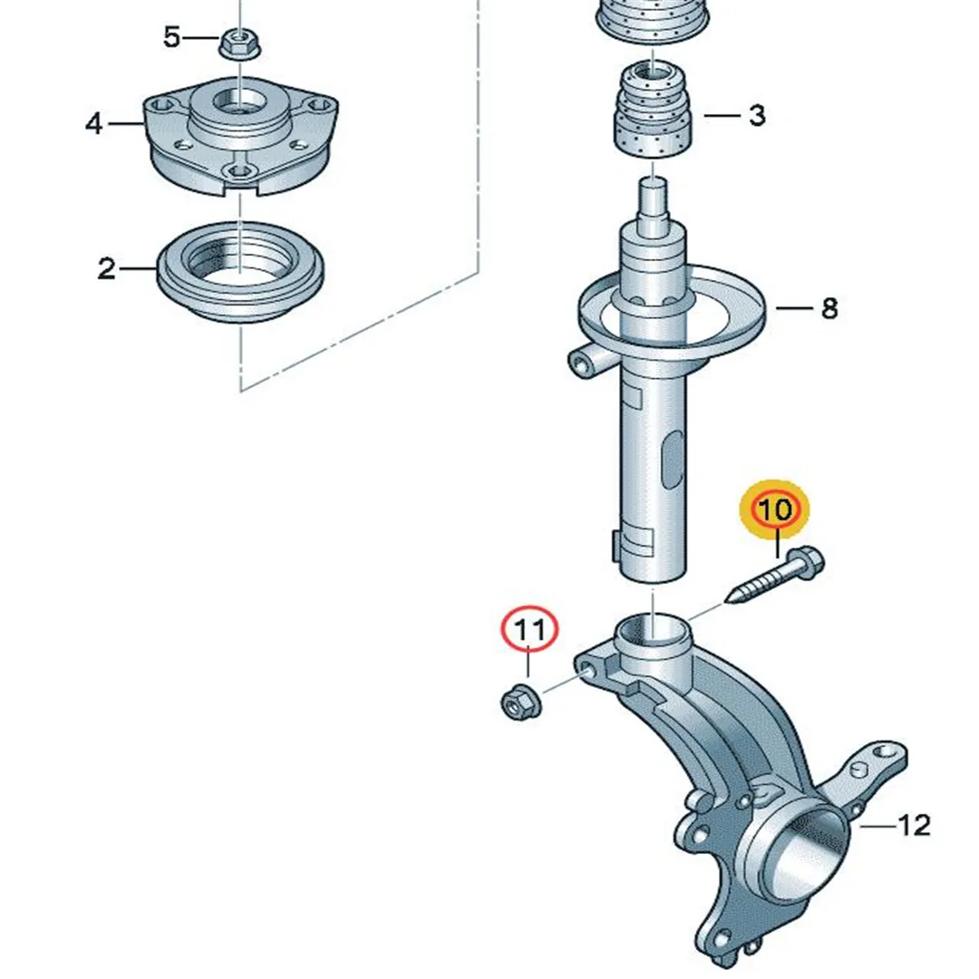 Front Strut Pinch Bolt Nut Kit Fit For VW Atlas CC Passat Tiguan ID3 ID4 Jetta Polo Scirocco Sharan Audi A3 A5 Q2 Skoda Citigo