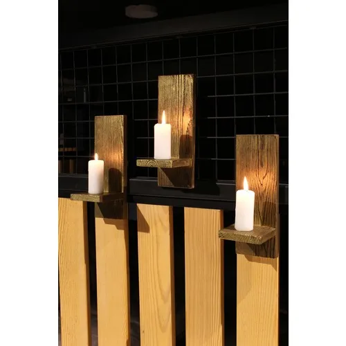 Wood Bender Wood Applique Wall Rack 3 Gang Wall Type Solid Decorative Candle Holder