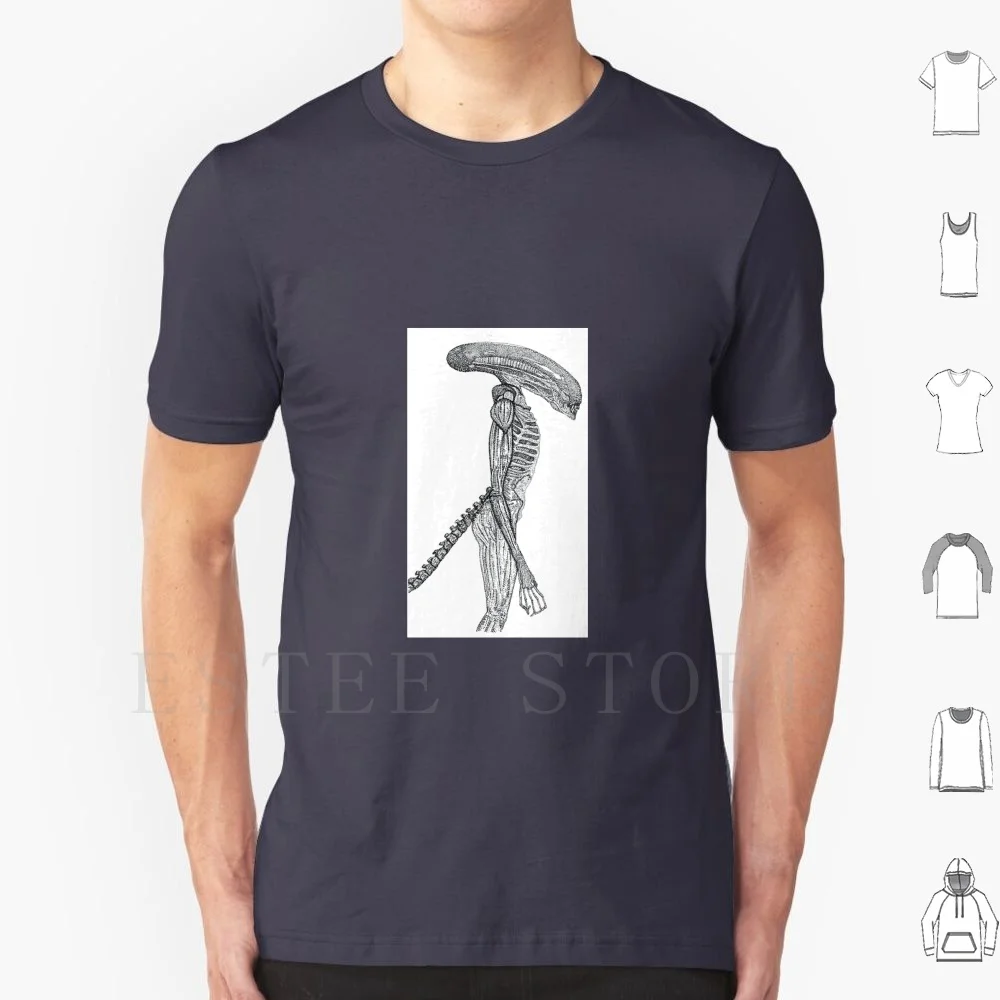 Camiseta Xenomorph de algodón para hombre, estampado DIY, Xenomorph Dot Work Pointillism Vs Pigma Pigma Micron Tattoo Tattoos Hop, blanco y negro