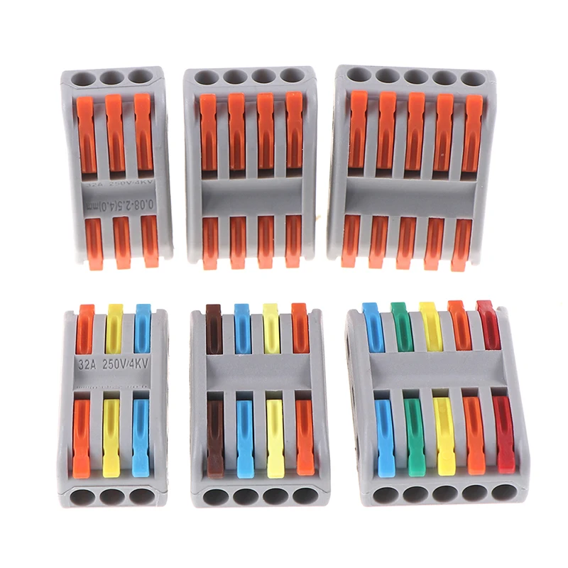 5PCS Mini Terminal Block Cable Splitter Wire Connectors PCT-222 Terminal Block Conductor SPL-2/3 Push-In