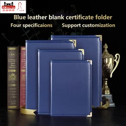 A4 Size Blank Certificate Holder Customized Blue Leather Smooth Padded Diploma Cover Of Graduation Degree Folder