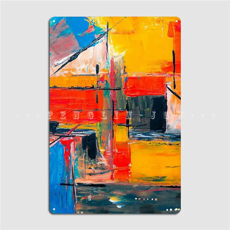 

Colorful Abstract Minimalist Design Texture Distressed Style Metal Plaque Poster Pub Garage Painting Décor Tin Sign Posters