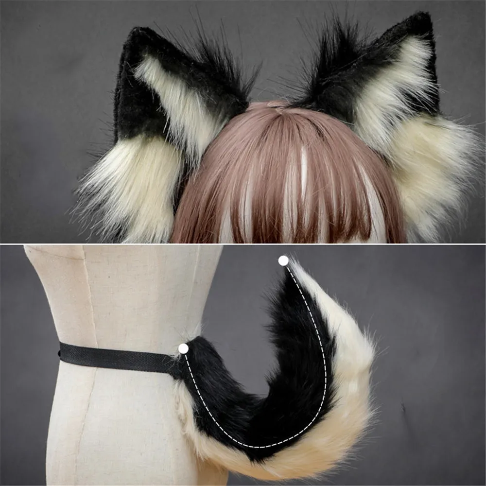 Pluche Hond Kat Oren Cosplay Lolita Hoofdband Hond Kat Staart Lolita Accessoires Hand-Made Animal Oren Hoofddeksels Kawaii Accessoires